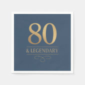 Elegant Navy & Gold 80th & Legendary Birthday Servet (Voorkant)