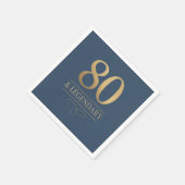 Elegant Navy & Gold 80th & Legendary Birthday Servet (Hoek)