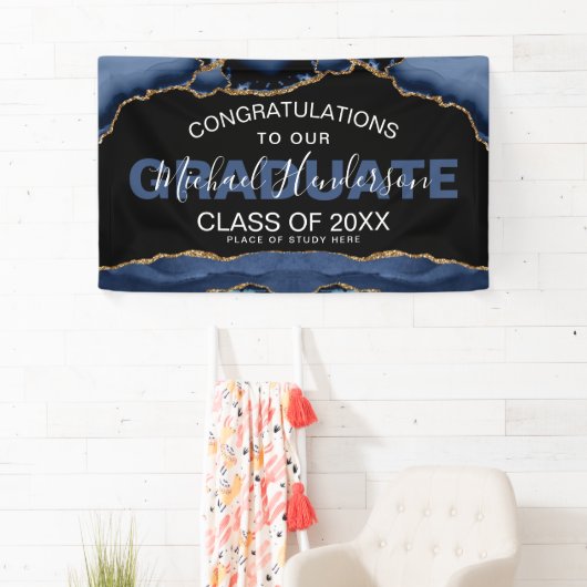 Elegant Navy & Gold Abstract Afstuderen Banner (Insitu)