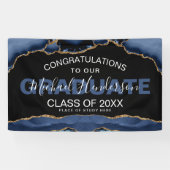 Elegant Navy & Gold Abstract Afstuderen Banner (Horizontaal)