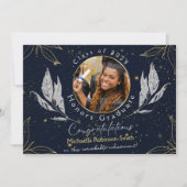 Elegant Navy Gold Afstuderen Aankondiging Briefkaa (Voorkant)