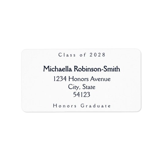Elegant Navy Gold Afstuderen Adres Etiket (Voorkant)