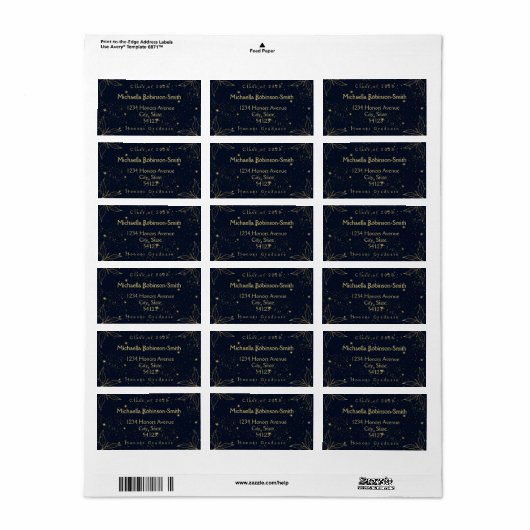 Elegant Navy Gold Afstuderen Adres Etiket (Full Sheet)
