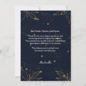 Elegant Navy Gold Afstuderen Bedankkaart (Achterkant)