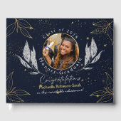 Elegant Navy Gold Afstuderen gastenboek (Voorkant)