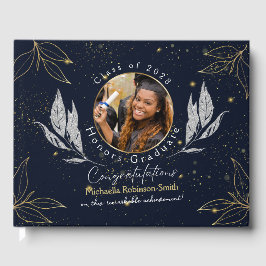 Elegant Navy Gold Afstuderen gastenboek