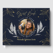 Elegant Navy Gold Afstuderen gastenboek (Voorkant)