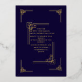 Elegant Navy& Gold Art Deco Personalized Folie Uitnodiging (Voorkant)