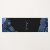 Elegant Navy Gold Black Agate Geode, gepersonalise Yogamat (Achterkant (horizontaal))