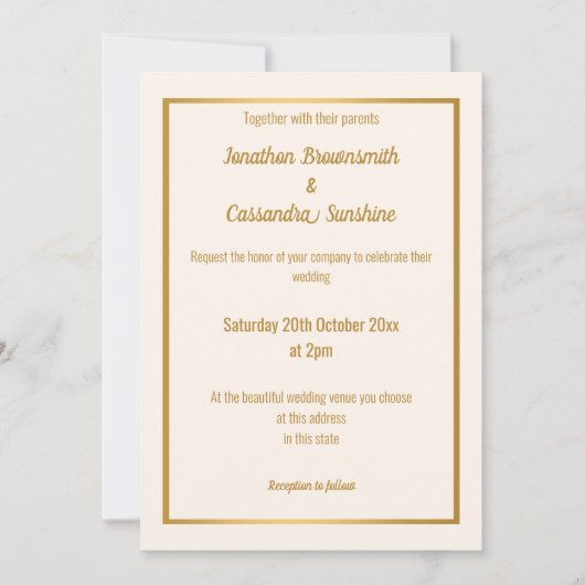 ELEGANT NAVY GOLD BLUSH NAVY REVERING WEDDING KAART (Voorkant)