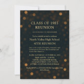 Elegant Navy Gold Bokeh 40th Reunion Invitation Kaart (Voorkant)