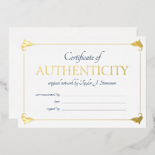 Elegant Navy Gold Certificaat van echtheid Folie Uitnodiging