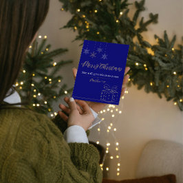 Elegant Navy & Gold Christian Christmas Card  Feestdagenkaart