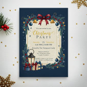 Elegant Navy Gold Christmas Party Kaart