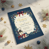 Elegant Navy Gold Christmas Party Kaart