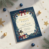 Elegant Navy Gold Christmas Party Kaart