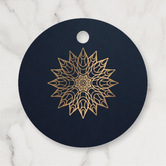 ELEGANT NAVY GOLD CLASSIC  MANDALA WEDDING BEDANKJES LABELS (Achterkant)