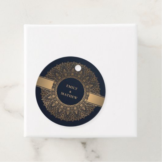 ELEGANT NAVY GOLD CLASSIC  MANDALA WEDDING BEDANKJES LABELS (In situ)