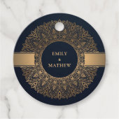 ELEGANT NAVY GOLD CLASSIC  MANDALA WEDDING BEDANKJES LABELS (Voorkant)