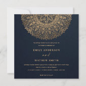 ELEGANT NAVY GOLD CLASSIC  MANDALA WEDDING KAART (Voorkant)