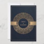 ELEGANT NAVY GOLD CLASSIC  MANDALA WEDDING KAART (Achterkant)