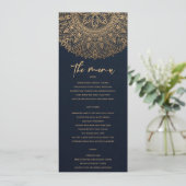 ELEGANT NAVY GOLD CLASSIC  MANDALA WEDDING MENU (Staand voorkant)