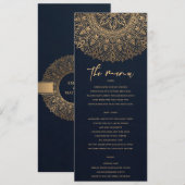 ELEGANT NAVY GOLD CLASSIC  MANDALA WEDDING MENU (Voorkant / Achterkant)