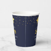 Elegant Navy Gold Confetti Script Afstuderen Papieren Bekers (Rechts)