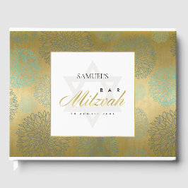 ELEGANT NAVY GOLD DAHLIA FLORAL BAR BAT MITZVAH GASTENBOEK