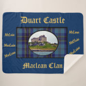 Elegant Navy & Gold Duart Castle MacLean Tartan Sherpa Deken (Voorkant (horizontaal))