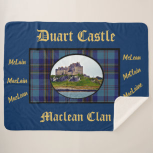 Elegant Navy & Gold Duart Castle MacLean Tartan Sherpa Deken