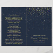Elegant Navy & Gold Falling Stars Wedding Programm (Voorkant)