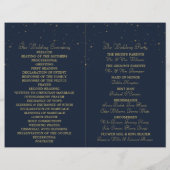 Elegant Navy & Gold Falling Stars Wedding Programm (Achterkant)