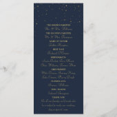 Elegant Navy & Gold Falling Stars Wedding Programm Programmakaart (Achterkant)
