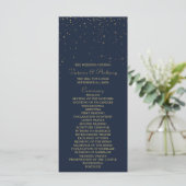 Elegant Navy & Gold Falling Stars Wedding Programm Programmakaart (Staand voorkant)