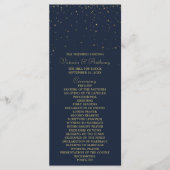 Elegant Navy & Gold Falling Stars Wedding Programm Programmakaart (Voorkant)