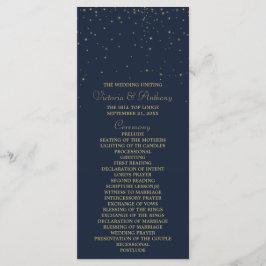 Elegant Navy & Gold Falling Stars Wedding Programm Programmakaart