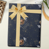 Elegant Navy Gold Felicitaties Afstuderen Cadeaupapier