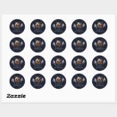 Elegant Navy Gold Felicitaties Afstuderen Ronde Sticker (Vel)