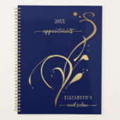Elegant Navy Gold Floral Benoeming Planner (Voorkant)