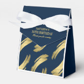Elegant Navy Gold Foil Birthday Favor Boxes Bedankdoosjes (Voorkant Zijde)
