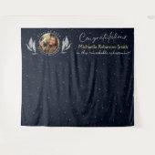 Elegant Navy Gold Gefeliciteerd Afstudeerfeest Wandkleed (Voorkant (horizontaal))