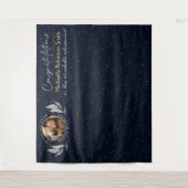 Elegant Navy Gold Gefeliciteerd Afstudeerfeest Wandkleed (Voorkant)