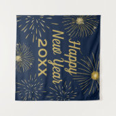 Elegant Navy Gold Gelukkig Nieuwjaar 2025 Achtergr Wandkleed (Voorkant (horizontaal))