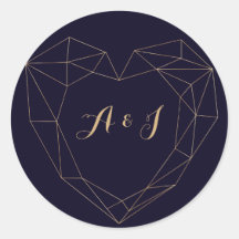 Elegant Navy Gold Geometrisch Hart Lijst Bruiloft