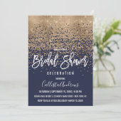 Elegant Navy Gold Glitter Confetti Vrijgezellenfee Kaart (Staand voorkant)