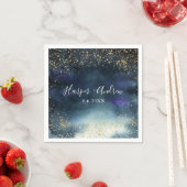 Elegant Navy Gold Glitter Wedding Servet (Insitu)
