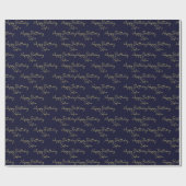 Elegant Navy Gold Happy Birthday Personalized Gift Cadeaupapier (Vlak)