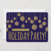 Elegant Navy & Gold Holiday Party Kaart (Voorkant)