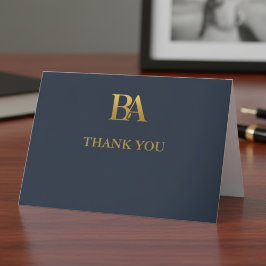 Elegant Navy Gold Law Firm Monogram Thank You Card Bedankkaart